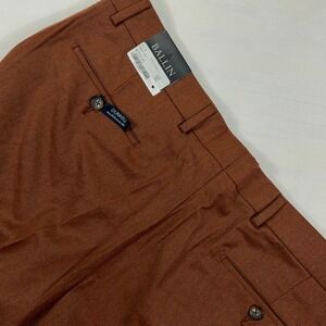 Ballin Mens Dunhill Wool Cashmere Dress Pants 36 Rust Orange Unfinished Hem